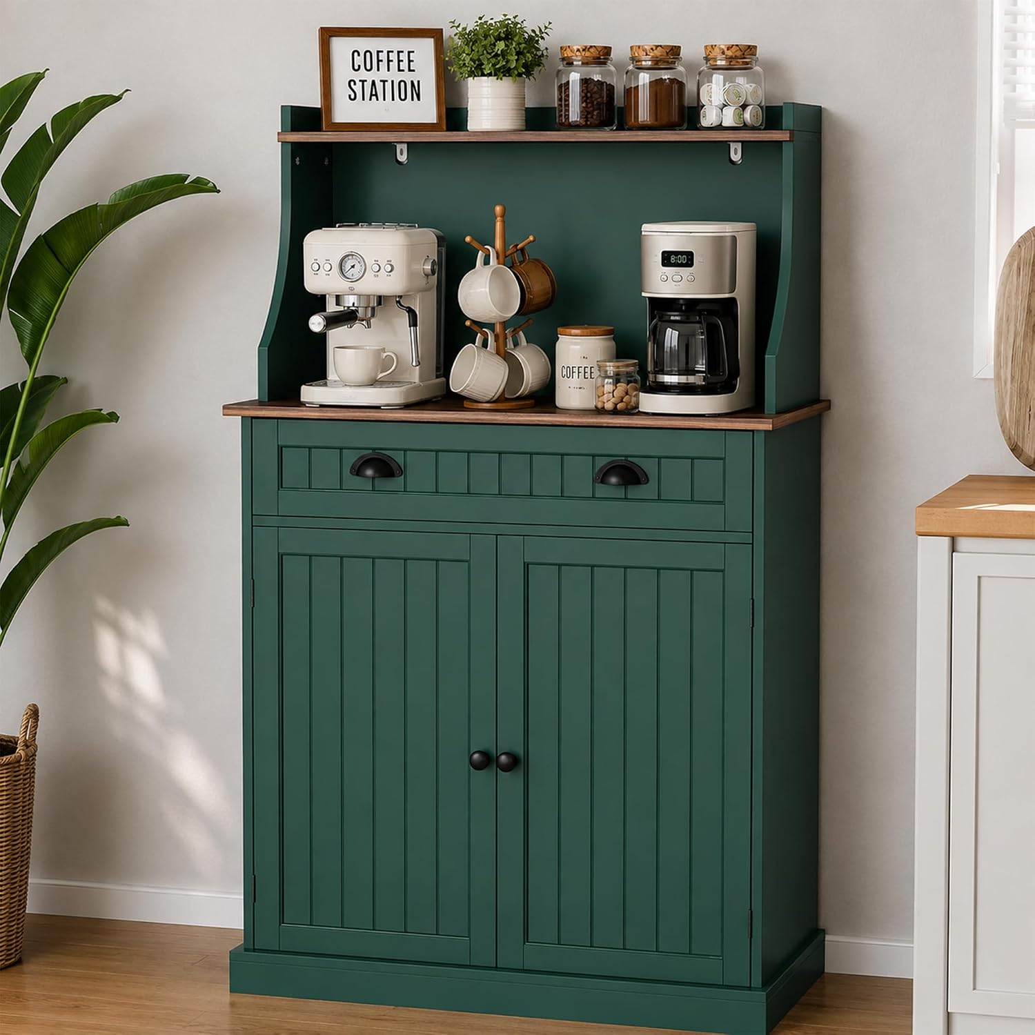 Kitchen Appliances Green - خزانة تخزين للميكروويف بتصميم ريفي أخضر
