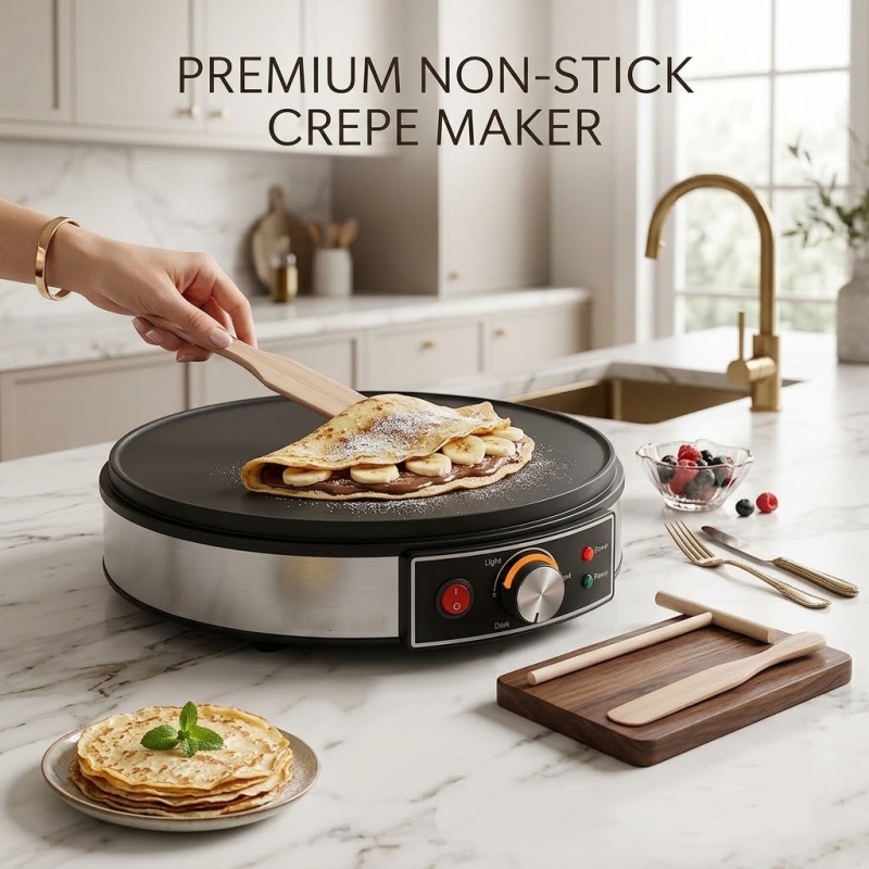 Crepe Maker Non Stick - صانعة الكريب الكهربائية غير اللاصقة متعددة