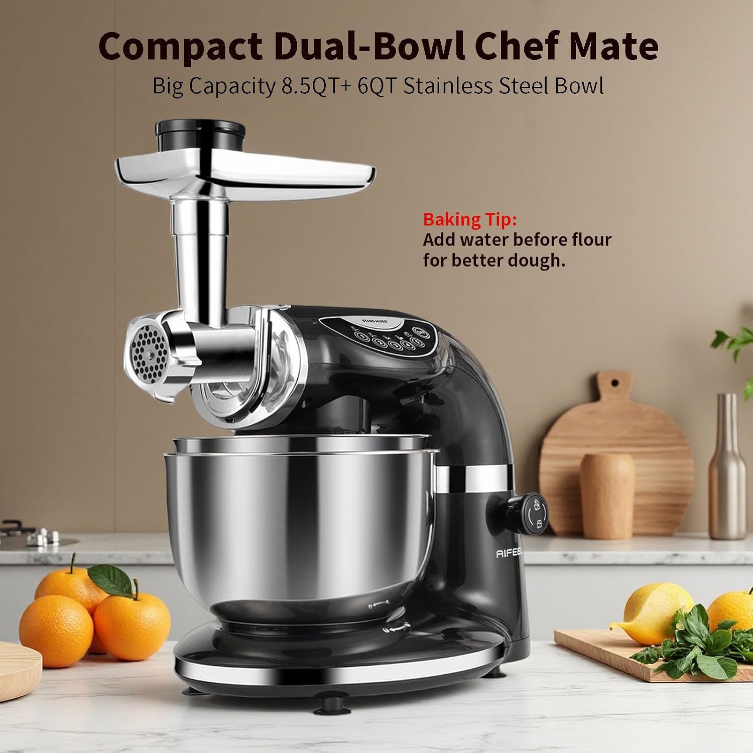 خلاط طعام كهربائي أسود بسعة 85 - مراجعة Stand Mixer Bowl وسعره