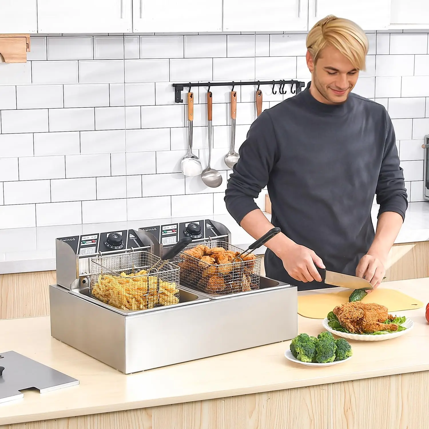 قلاية كهربائية تجارية مع سلال، - مراجعة Deep Fryer Stainless وسعره
